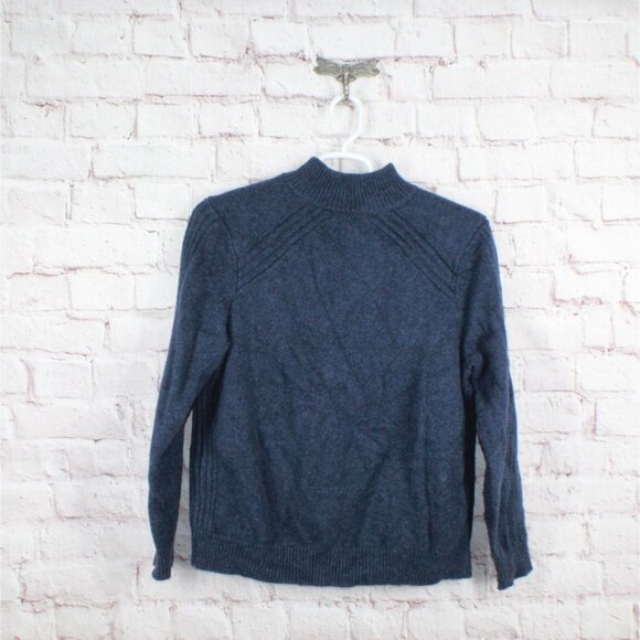 LL Bean Rangeley Merino Wool Pullover Sweater Quarter Zip Navy Size L - Picture 10 of 11